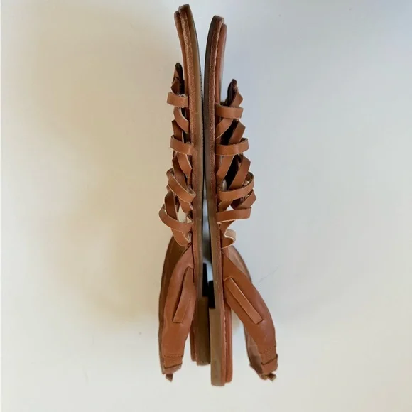 Madewell Maya Huarache Sandals In English Saddle Roman Greek Flats Size 10 - Picture 5 of 5